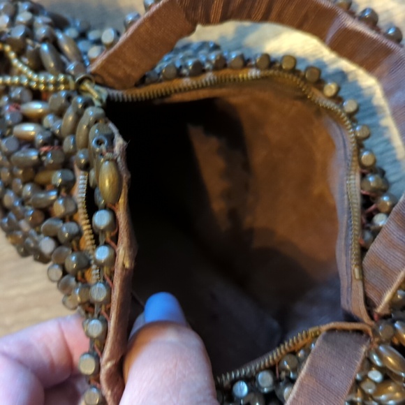 vintage wooden beaded clutch - Picture 2 of 4